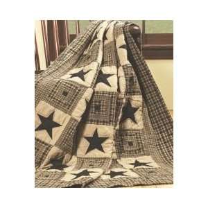  Vintage Star Black Quilted Throw