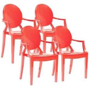 Set of 4 Zuo Anime Red Dining Chairs: Home & Kitchen