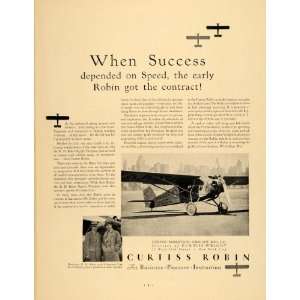  1930 Ad Curtiss Robin Robertson Airplane Plane Flight 
