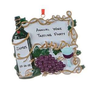  Personalized Wine Bottle with Grapes Christmas Ornament 