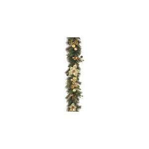  6 x 12 Decorated Garland   Green Poinsettia, Hydrangea 