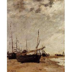   name Low Tide Grounded Sailboats, By Boudin Eugène 