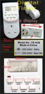 Energy Saving Programmable Timer Digital Plugs LCD 24hr  