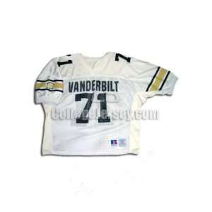  White No. 71 Game Used Vanderbilt Russell Football Jersey 