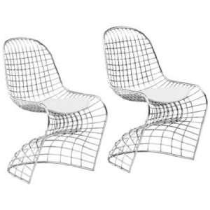  Set of 2 Zuo Modern Wickham Chrome Dining Chair: Home 