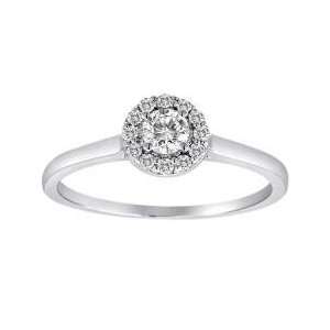  Platinum Halo Round Diamond Ring (1/2 cttw, H I, SI 