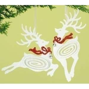  Home for the Holidays Swirly Glittered Leaping Reindeer 
