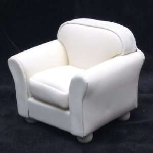   : Dollhouse Miniature Off White Leather Look Club Chair: Toys & Games