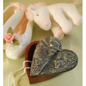  Girl and Horse Heart Shaped Jewelry Box, Pewter: Home 