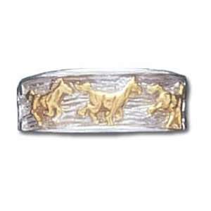   Over Solid Sterling Silver Running Horses Ring Please specify size 5