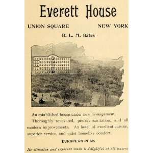  1895 Ad Everett House Hotel B. L. M. Bates Union Square 