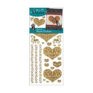  Hot Off The Press Dazzles Stickers Gold Stacked Heart DAZ 