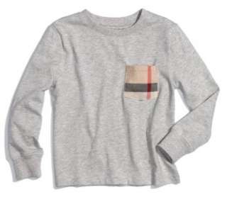  print woven pocket tee shirt pale grey melange size 7 years nwt $ 110