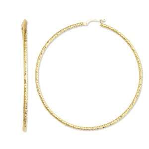   14k Yellow Gold Large Round Hoop Earrings 65mm X 2mm: Jewelry