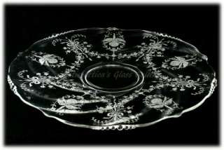 Heisey Orchid Etched Platter Elegant Glass Serving Plate Large Vintage 