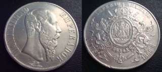 Mexico One Peso Maximiliano Enperador Nice Coin 1866.Mo  