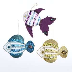   the Sea Glittered Metal Fish Christmas Ornaments 5.75 Home & Kitchen