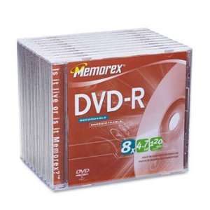  Memorex® DVD R Recordable Disc DISC,DVD R,4.7GB,8X,10PK 
