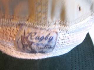RUGBY RALPH LAUREN beige baseball cap w/ shark & leather trim OS NWT 