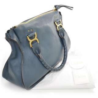 CHLOE Leather Medium MARCIE Satchel Tote Bag Blue  