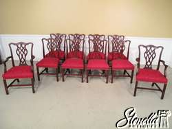 16449F: Set 10 Vintage Mahogany Chippendale Dining Room Chairs  