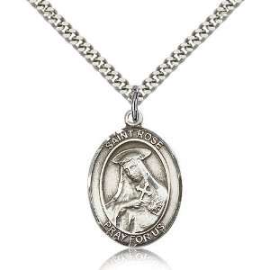  .925 Sterling Silver St. Saint Rose of Lima Medal Pendant 