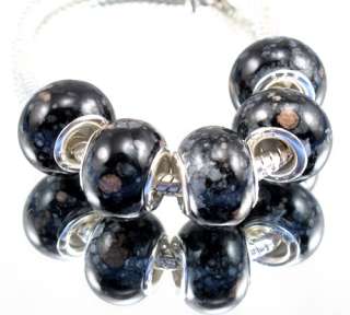 20pcs Silver Core Black Mix Dot Beads Fit European Charm Bracelet 