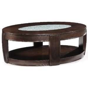  Magnussen Ino Wood and Glass Cocktail Table With Casters 