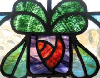 FABULOUS MACKINTOSH ROSE ANTIQUE STAINED GLASS WINDOW  