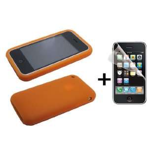 Orange Silicone Soft Skin Case Cover for iPhone 3G ***BUNDLE WITH ANTI 