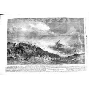  1860 STORMY SEA SHIP WRECK LIFE BOAT RESCUE DUNCAN