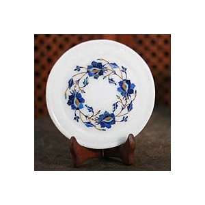  NOVICA Marble inlay plate, Blue Garland Kitchen 