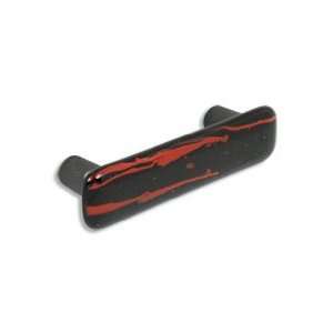   Brand Red & Black Confetti Art Glass Pull With Oil Rubbed Bronze Base