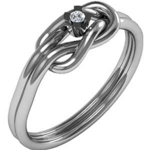  14K White Gold Diamond Love Knot Ring   0.02 Ct.: Jewelry