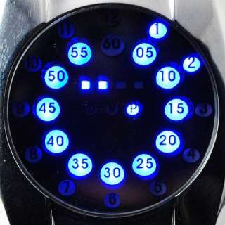 2012 New Coming Design Blue LED Dot Matrix Round Dial Mens Wrist 