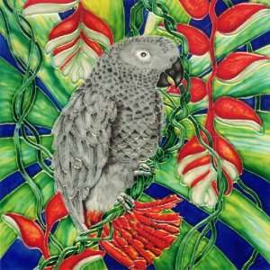  8 X 8 Art Tile   Gray Parrot: Home & Kitchen