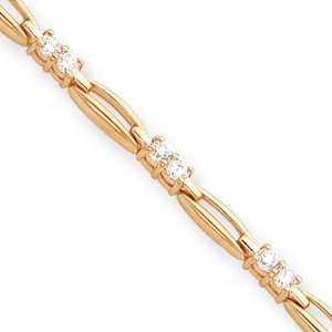  7.25in Gold plated Link CZ Bracelet Length 7.25 Jewelry