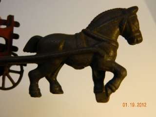 ANTIQUE CAST IRON HORSE AND WAGON BY KENTON  