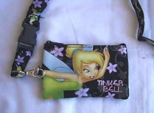 Disney Tinkerbell Lanyard w/ Zipper Wallet & ID Pouch  