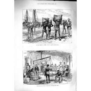  1878 Kaffirs Unloading Boat Elizabeth Africa Calico