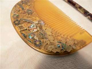 Lovely Rare Traditional Kushi Comb and Kanzashi Set Inlaid