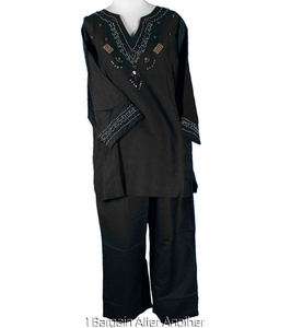   Woman Black Linen Embellished Kurta Top/Capris Set Size 22 (2X)  