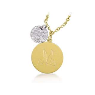 Diamond & 14K Gold Monogram Engravable Discs Necklace  