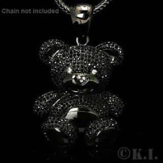 Kanye West Blackout Micro Pave CZ Diamonds Teddy Bear Pendant