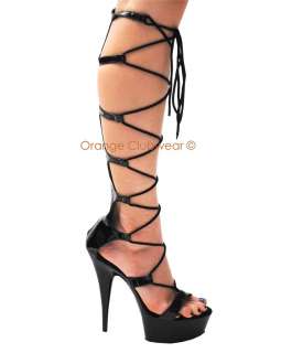 PLEASER Womens Knee High Strappy Gladiator Sandals Heel  