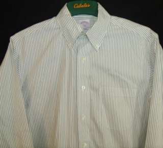 Mens Brooks Brothers Green Pinstripe Dress shirt 15.5  