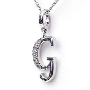  Silver Diamond Initial Pendant G with Silver Chain 