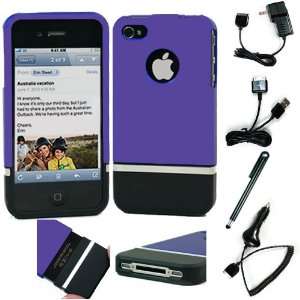 Bottom Purple Black Hard Case for Apple iPhone 4S and iPhone 4 Latest 