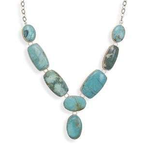  Turquoise Necklace Large 8 Stone Sterling Silver: Jewelry