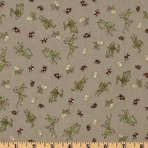  44 Wide Mayfly Buddies Bugs Taupe Fabric By The Yard 